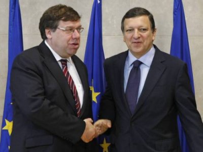 Kommissionsformand Barroso med den lokale irske statsleder