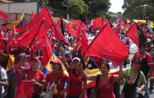 Verdenskonferece for græsrodskvinder idemonstrerer 8. marts 2011 i Caracas, Venezuela
