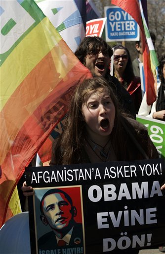 Demonstration mod Obama og Nato Tyrkiet 5. april 2009
