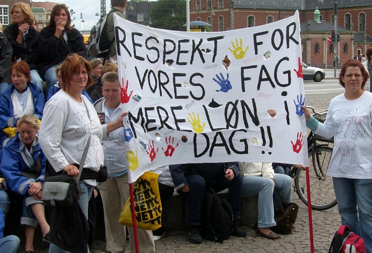 Fra den første sosu-demo Christiansborg 29. juni 2007
