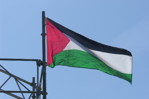 Det palæstinensiske fklag over scenen på den røde Plads