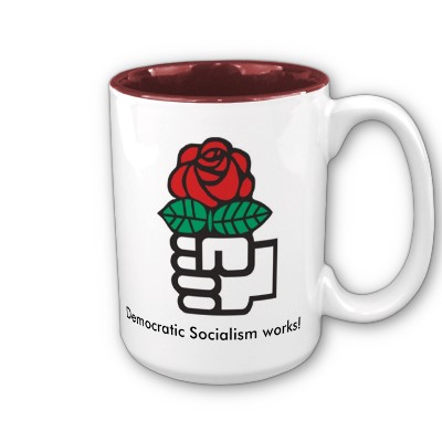 Socialistisk Internationales logo: Demokratisk socialisme arbejder - for imperialisme og kapital
