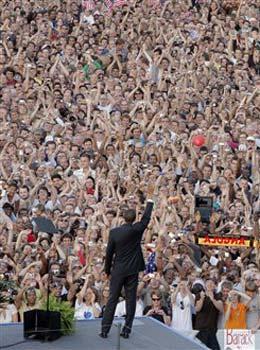 Obama taler til over 80.000 ved 'sejrssøjlen' i Berlin