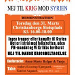 Ingen tropper eller kampfly til Syrien! Demo ved Christiansborg 31. marts 16-18 Slaget ledes af Anne-Marie Helger