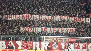 bayern fans display anti Zozulya banner no nazis