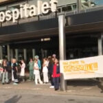 Fagligt møde og flot demonstration foran Rigshospitalet i dag