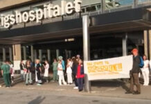 Fagligt møde og flot demonstration foran Rigshospitalet i dag