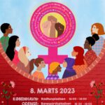 8. Marts – Kvindeoprør – program for dagen i København, Aarhus og Odense