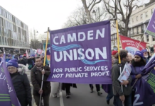 Storbritannien: Demonstration for strejkeretten og solidaritet med det palæstinensiske folk